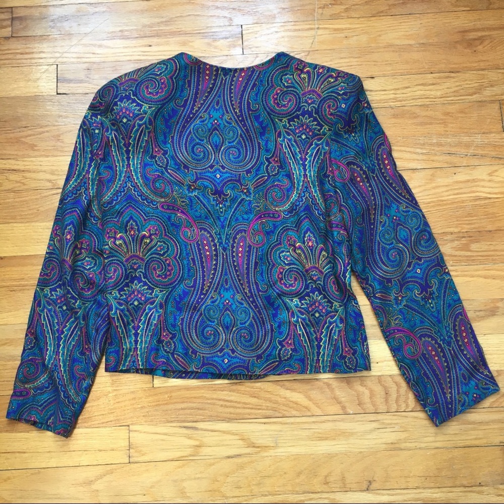VTG 80s Norton McNaughton Paisley and Floral Blazer, 8 - Picture 6 of 13